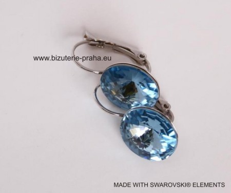 RIVOLI 14 mm Aquamarine - na klapku rhodium